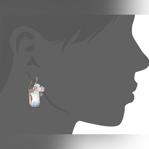 Betsy Johnson Cluster Stone Flower Drop Earrings - Picture 8 of 12